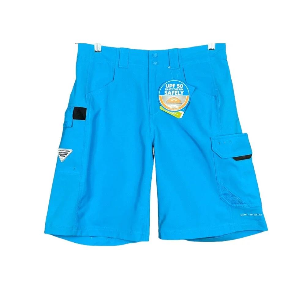 Columbia Mens Cargo Shorts Sz 30x10 Light Blue UPF 50 Omni Shield Sun Protection